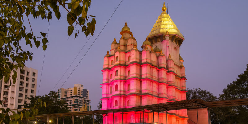 Siddhivinayak Temple Mumbai Golden Dome Night Lighting